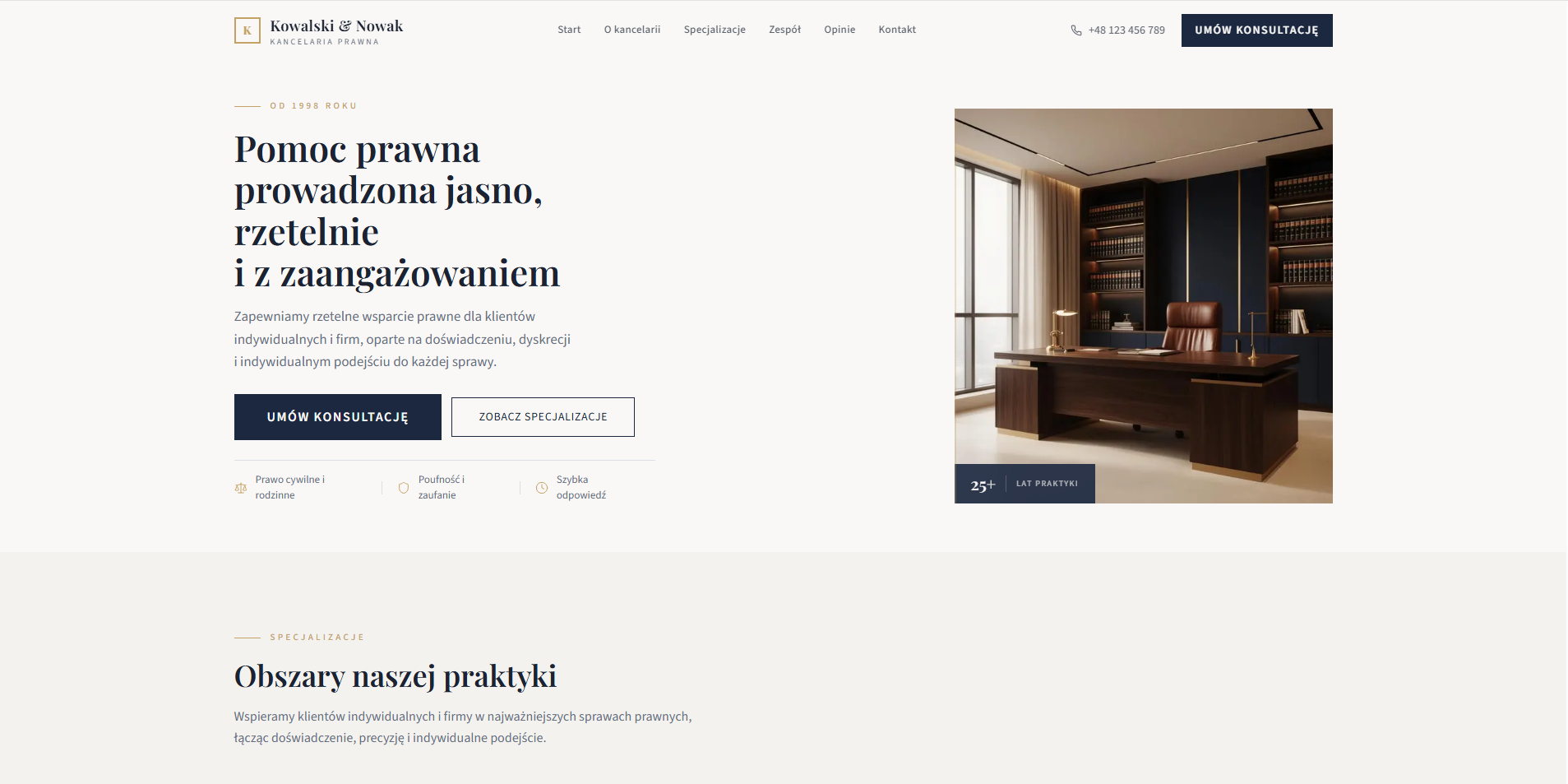 Projekt strony dla kancelarii prawnej