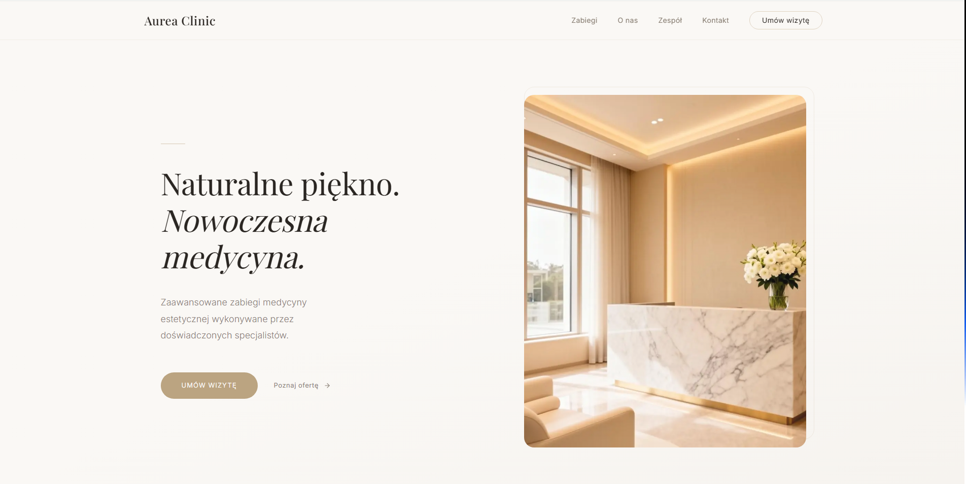 Projekt strony dla kliniki estetycznej