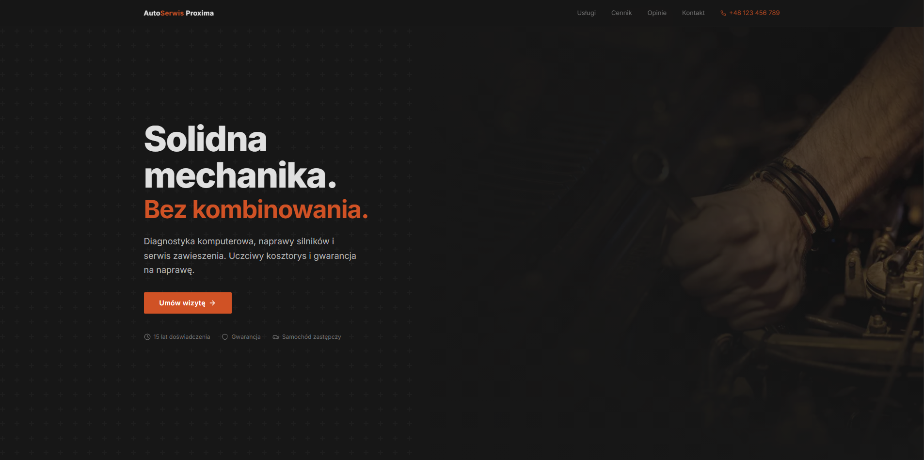 Projekt strony dla warsztatu samochodowego