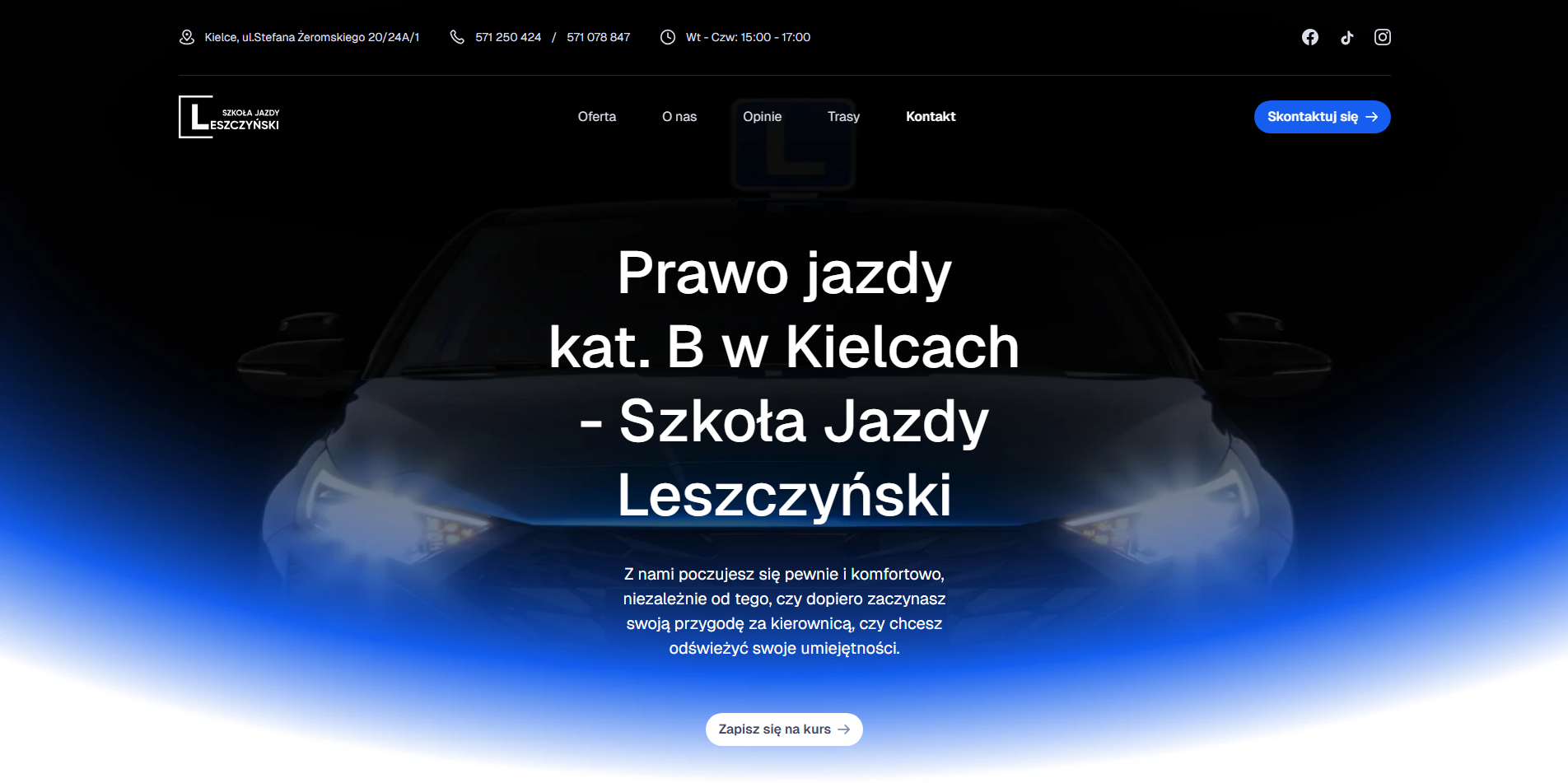 Strona internetowa dla szkoły jazdy